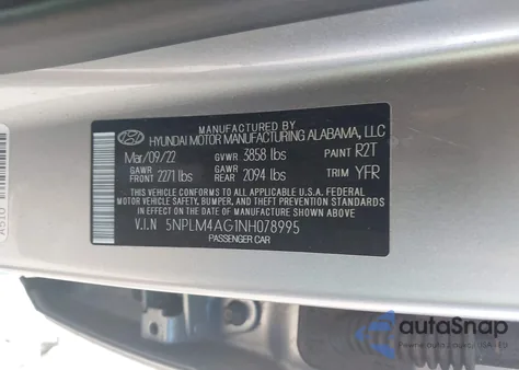 2022 Hyundai Elantra Sel из США, поврежденный, VIN 5NPLM4AG1NH078995